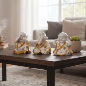 Set of 3 See No Evil, Hear No Evil, Speak No Evil Monk Figurines