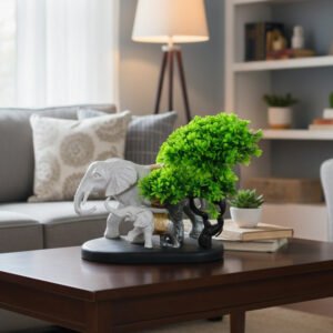 Decorative Elephant Family with Tree Showpiece