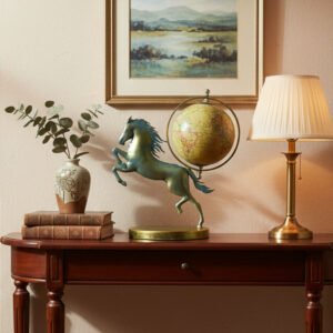 Running Horse World Globe Showpiece