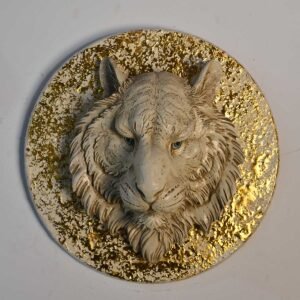 Royal White Tiger Head Wall Art with Gold Leaf Backdrop