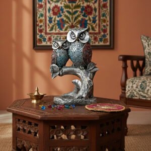 Pair of Owl Decorative Showpiece on Tree Branch