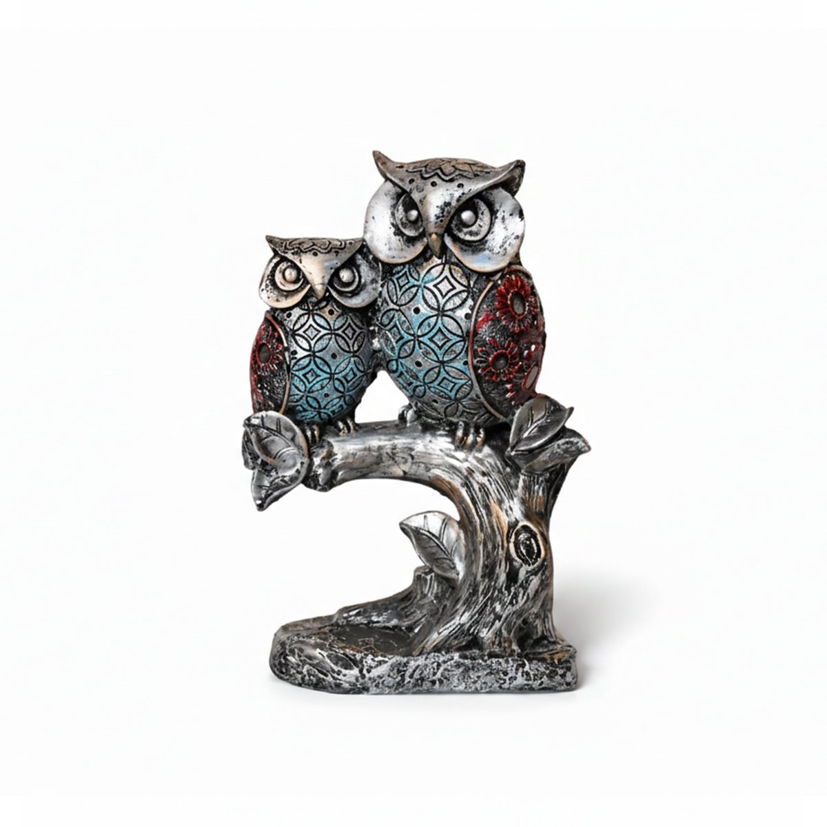Pair of Owl Decorative Showpiece on Tree Branch - Image 2