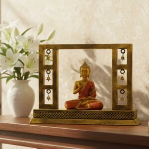 Meditating Buddha Decorative Showpiece with Hanging Bells