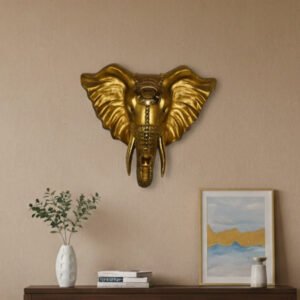 Golden Elephant Wall Hanging Sculpture